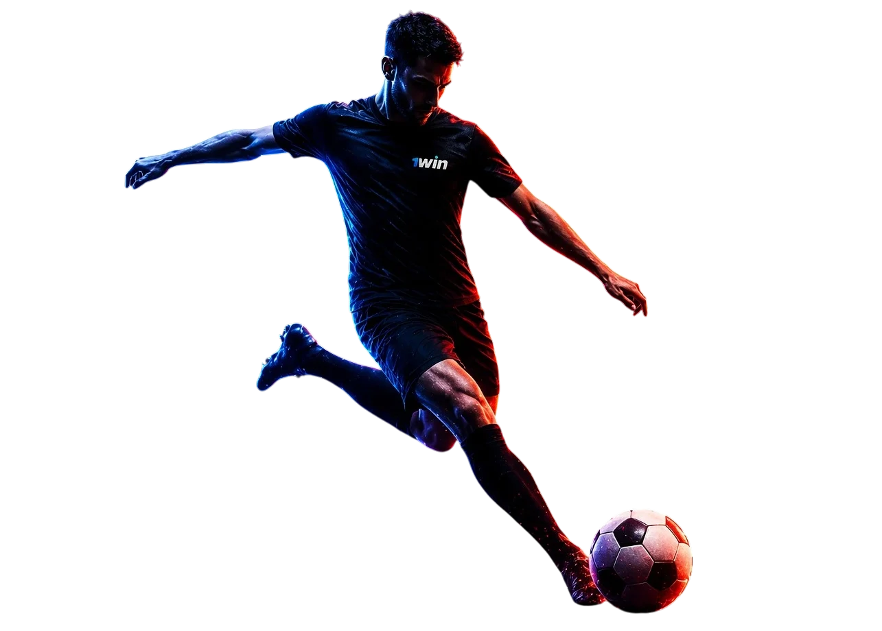 Football player in motion with neon blue and red effects for sports betting